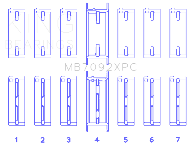 King Engine Bearings Nissan RB26DETT 24V Coated Performance Main Bearing Set - Size STD thumbnail 8