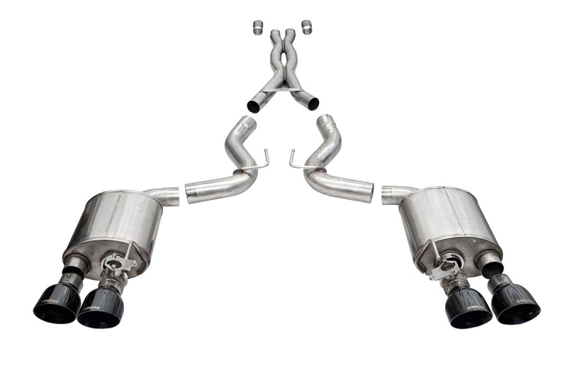 Corsa 20-22 Ford Mustang GT500 3.0in Dual Rear Exit Catback w/ Twin 5.0in Black Slash Cut Pro Tips