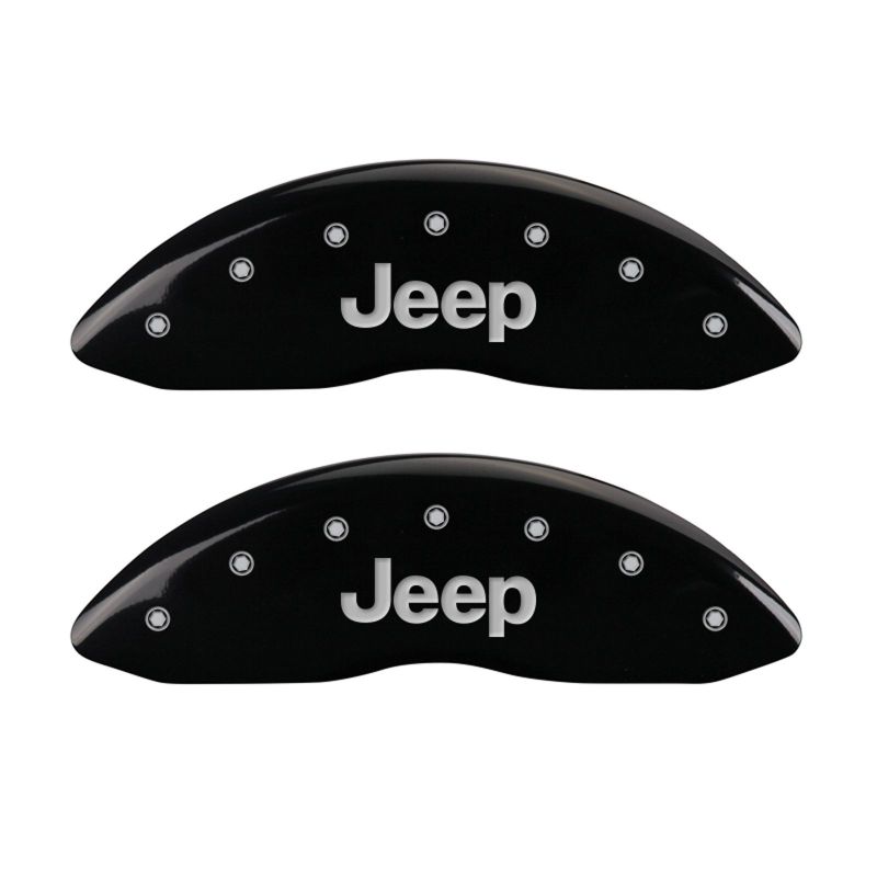 MGP 4 Caliper Covers Engraved Front JEEP Engraved Rear JEEP Grill logo Black finish silver ch thumbnail 7