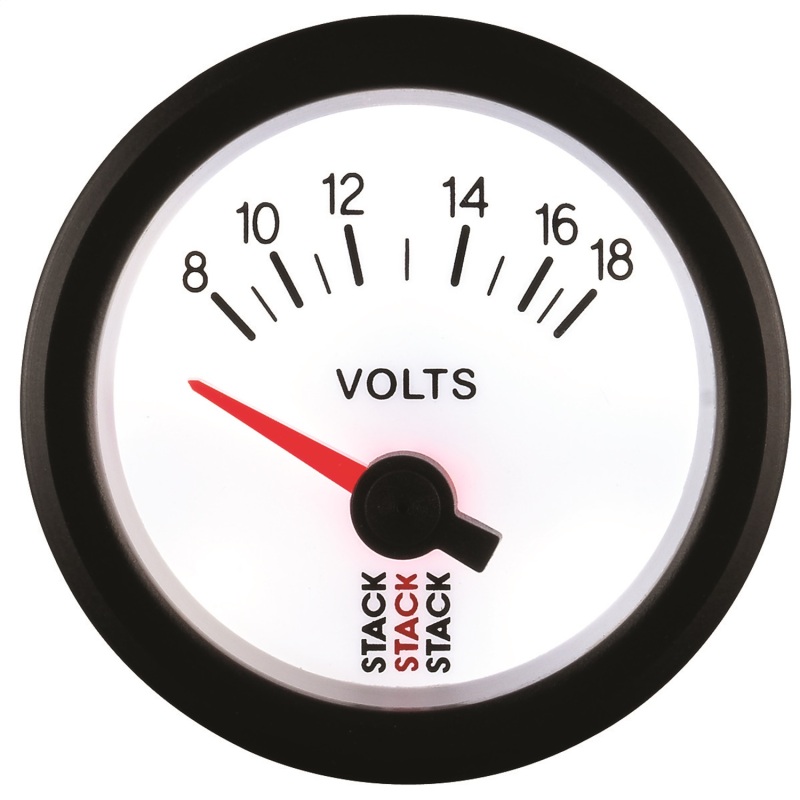 Autometer Stack 52mm 8-18V Electric Battery Voltage Gauge - White thumbnail 3