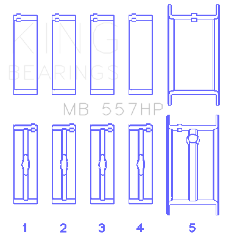 King Engine Bearings General Motors 262/267/302/307/327/350 (Size STDX) Main Bearing Set thumbnail 3