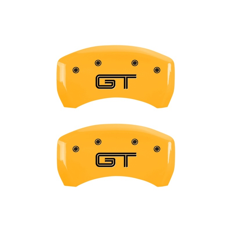 MGP Rear set 2 Caliper Covers Engraved Rear S197/GT Yellow finish black ch thumbnail 4