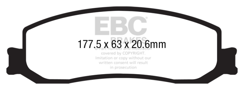 EBC 12 Ford F250 (inc Super Duty) 6.2 (2WD) Greenstuff Front Brake Pads thumbnail 4