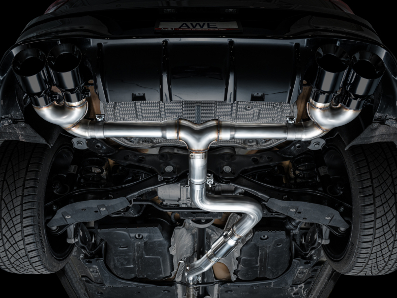 AWE Tuning MK8 Volkswagen Golf R 3in Track Edition Quad Exhaust - Diamond Black Tips thumbnail 7
