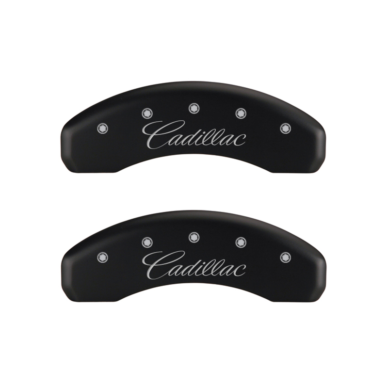 MGP 4 Caliper Covers Engraved Front & Rear Cursive/Cadillac Red finish silver ch thumbnail 7