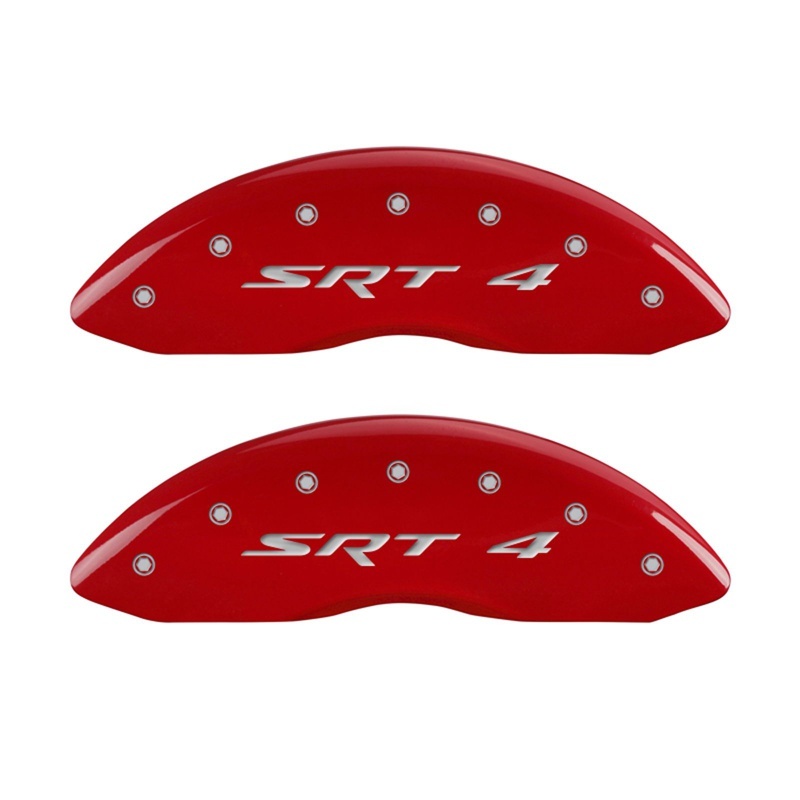 MGP Front set 2 Caliper Covers Engraved Front SRT4 Red finish silver ch thumbnail 3