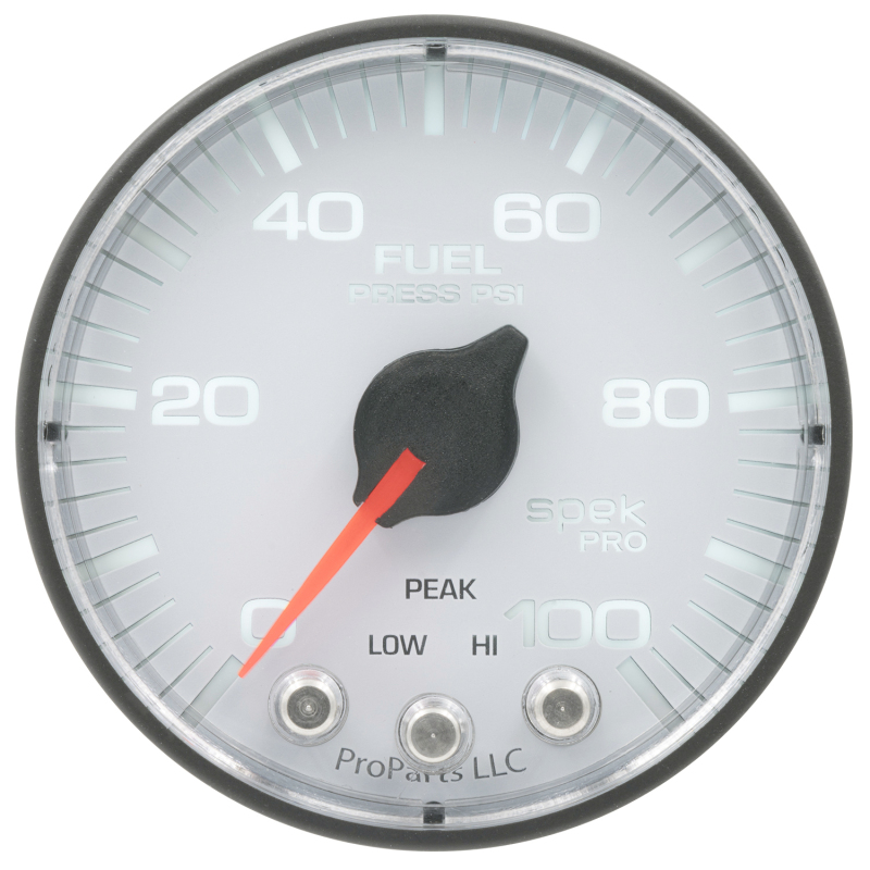 Autometer Spek-Pro Gauge Fuel Press 2 1/16in 100psi Stepper Motor W/Peak & Warn Wht/Blk thumbnail 3