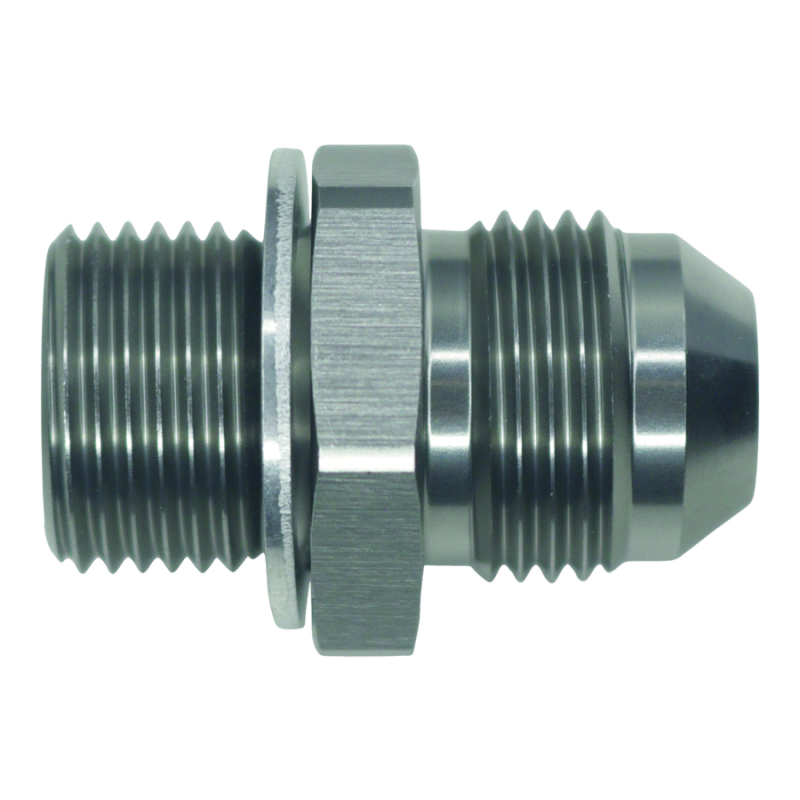 DeatschWerks 8AN Male Flare to M18 X 1.5 Male Metric Adapter (Incl Washer) - Anodized Matte Black thumbnail 6