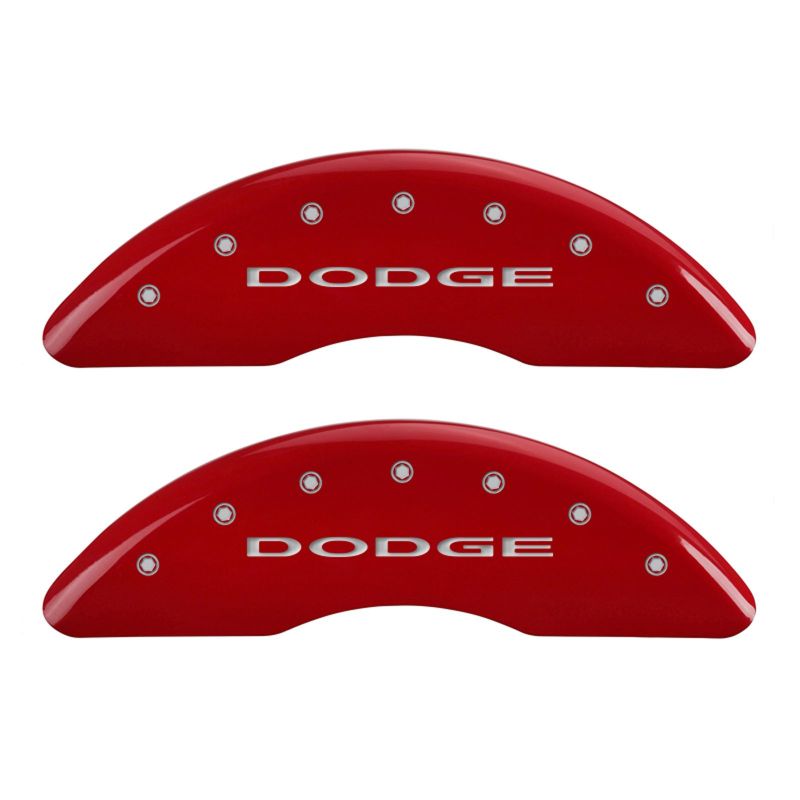 MGP 4 Caliper Covers Engraved Front & Rear With out stripes/Dodge Red finish silver ch thumbnail 5