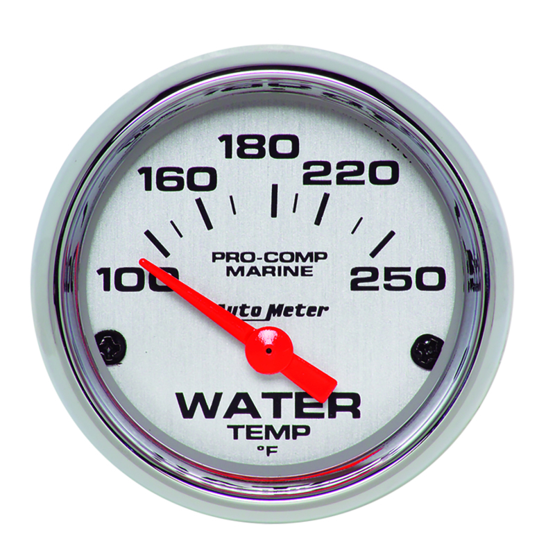 Autometer Marine Chrome Ultra-Lite 2-1/16in 100-250 Degrees Electric Water Temperature Gauge thumbnail 2