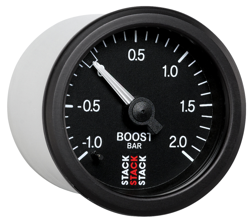 Autometer Stack 52mm -1 to +2 Bar T-Fitting 0.187in Barb (M) Mechanical Boost Pressure Gauge - Black thumbnail 7