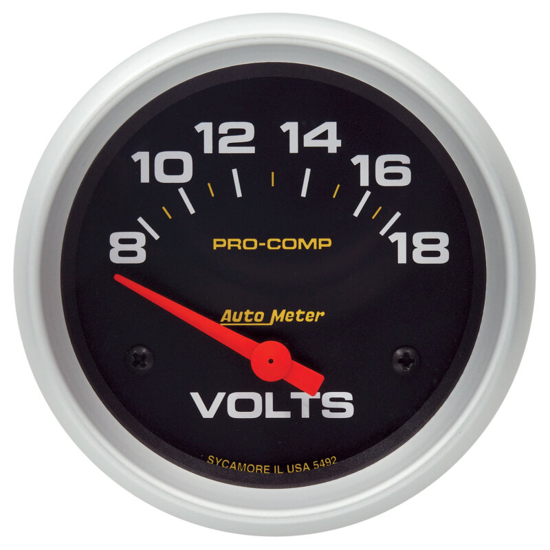 Autometer Pro Comp 8-18 Volts Short Sweep Electronic Voltmeter Gauge thumbnail 4