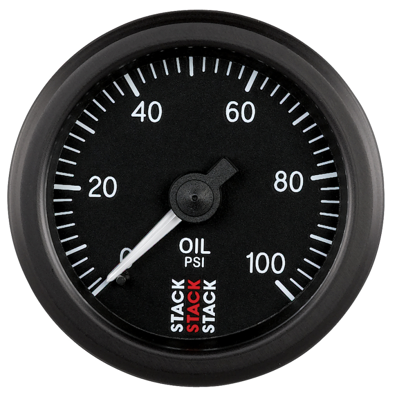 Autometer Stack 52mm 0-100 PSI 1/8in NPTF (M) Mechanical Oil Pressure Gauge - Black thumbnail 2