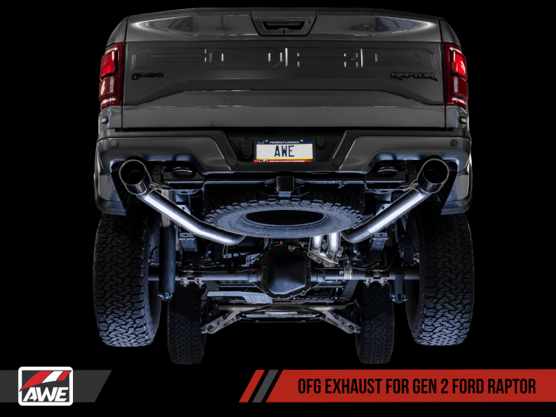 AWE Tuning 2017+ Ford Raptor 0 FG Performance Exhaust System - w/ Diamond Black Tips thumbnail 2