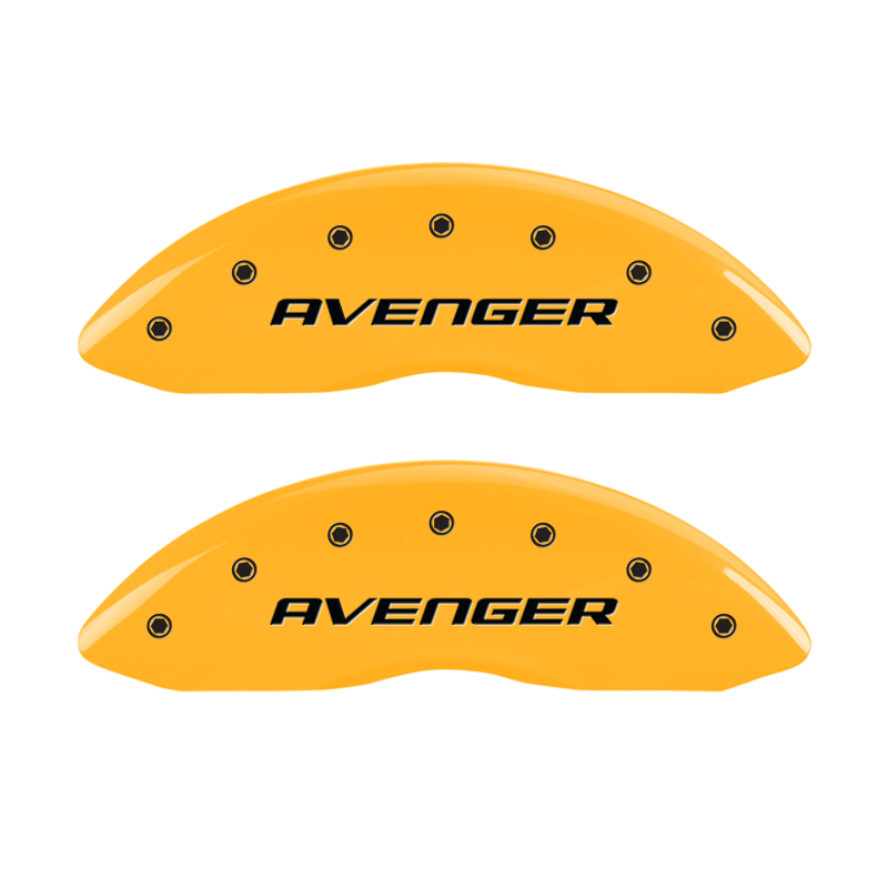 MGP 4 Caliper Covers Engraved Front & Rear With out stripes/Avenger Yellow finish black ch thumbnail 4