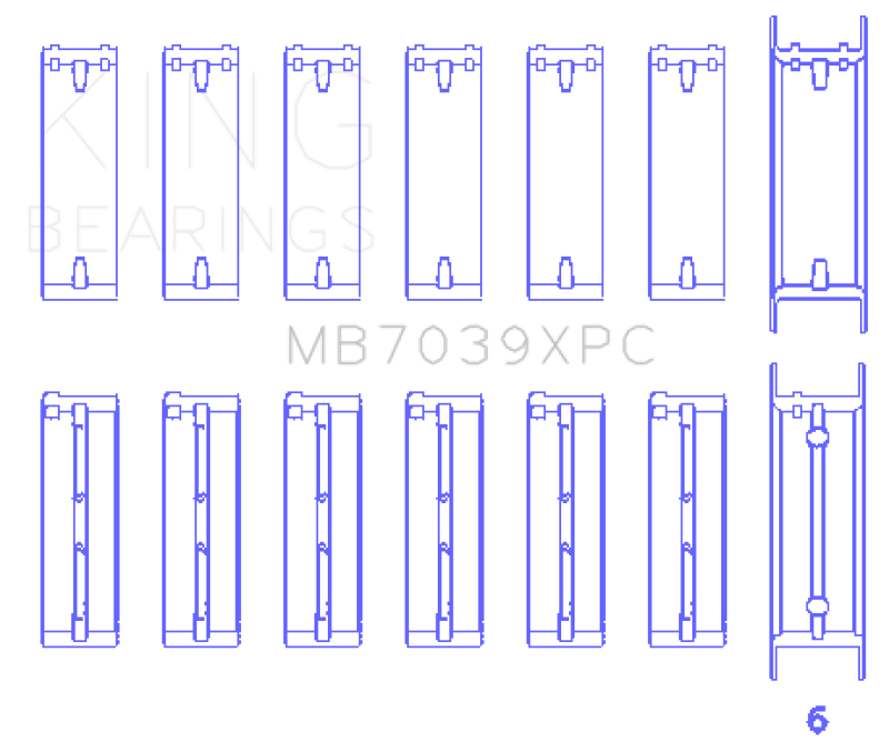 King BMW M20/M50 2.0L/2.5L/2.7L Crankshaft Main Bearings Set (Size .026) - 7 Pairs Coated thumbnail 5