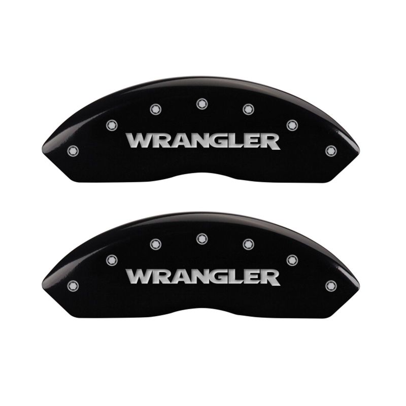 MGP 4 Caliper Covers Engraved Front & Rear WRANGLER Black finish silver ch thumbnail 7