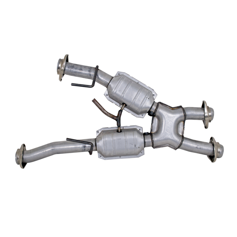 BBK 79-93 Mustang 5.0 Short Mid X Pipe w Catalytic Converters 2-1/2 For Automatic Long Tube Headers thumbnail 2