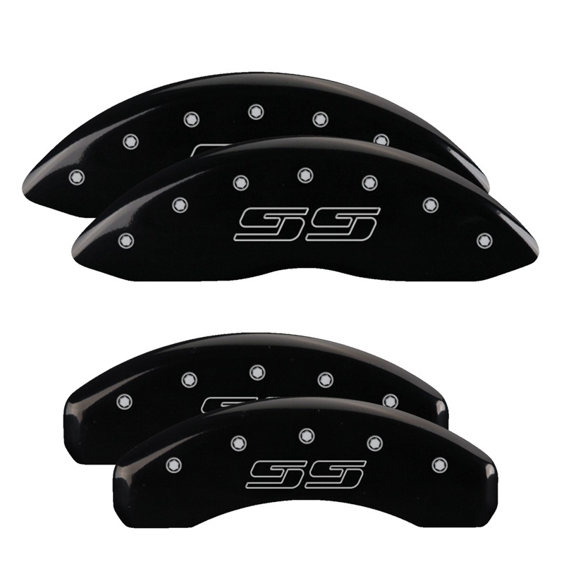 MGP 4 Caliper Covers Engraved Front & Rear Avalanche style/SS Black finish silver ch thumbnail 4