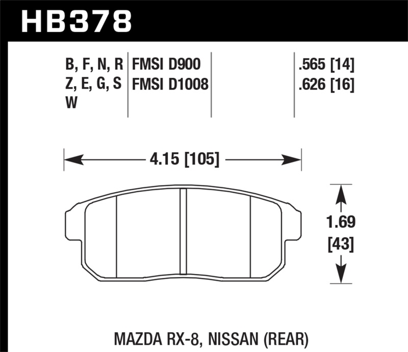 Hawk 03-07 RX8 HPS Street Rear Brake Pads (D1008) thumbnail 6