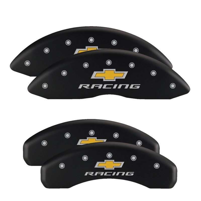 MGP 4 Caliper Covers Engraved Front & Rear Bowtie Black finish silver ch thumbnail 2