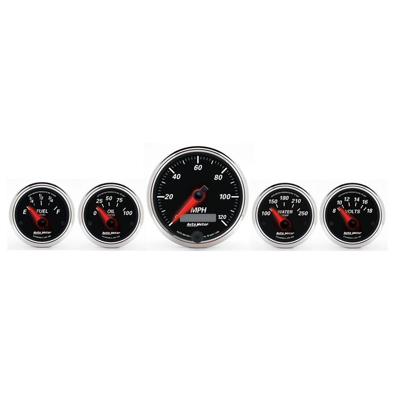 Autometer Designer Black II 3-3/8in and 2-21/16in 5 pc. Electric Speedometer Gauge