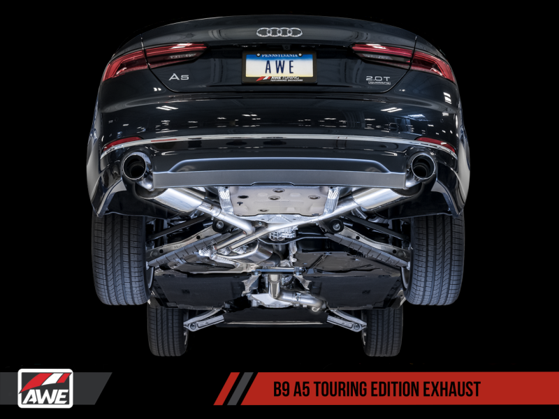 AWE Tuning Audi B9 A5 Touring Edition Exhaust Dual Outlet - Diamond Black Tips (Includes DP) thumbnail 5