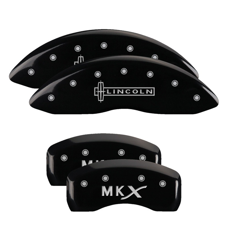 MGP 4 Caliper Covers Engraved Front Lincoln Engraved Rear MKX Black finish silver ch thumbnail 5