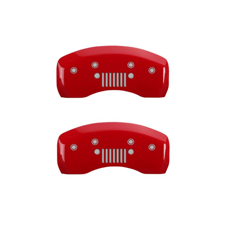 MGP 4 Caliper Covers Engraved Front JEEP Engraved Rear JEEP Grill logo Red finish silver ch thumbnail 9