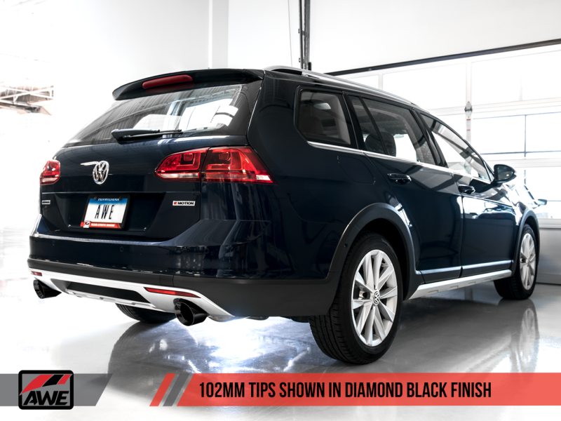 AWE Tuning VW MK7 Golf Alltrack/Sportwagen 4Motion Touring Edition Exhaust - Diamond Black Tips thumbnail 4