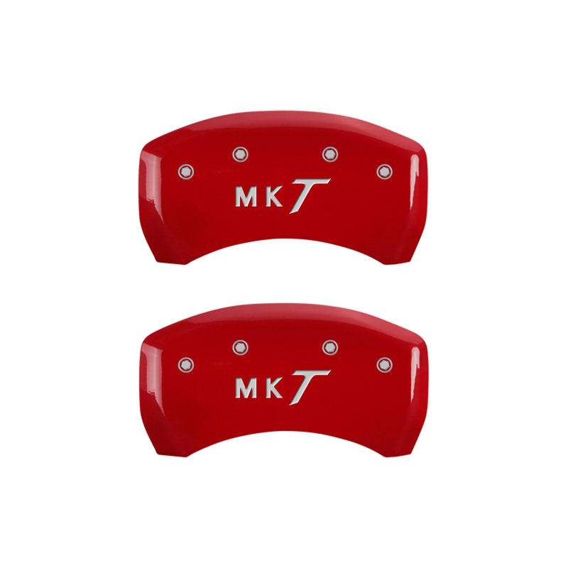 MGP 4 Caliper Covers Engraved Front Lincoln Engraved Rear MKT Red finish silver ch thumbnail 9