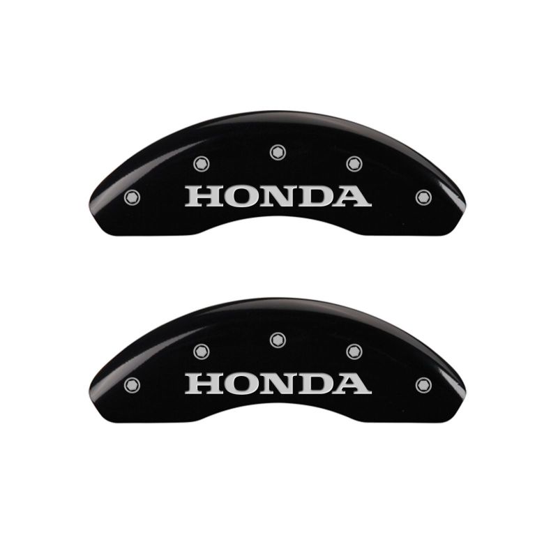 MGP Front set 2 Caliper Covers Engraved Front Honda Black finish silver ch thumbnail 6