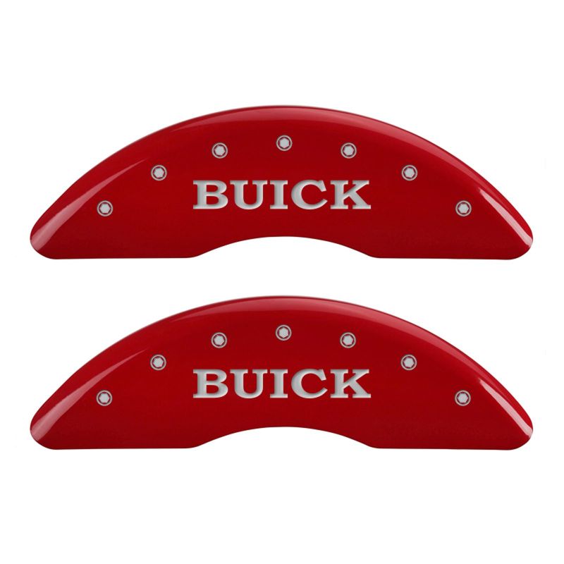 MGP 4 Caliper Covers Engraved Front Buick Engraved Rear Buick Shield Red finish silver ch thumbnail 7