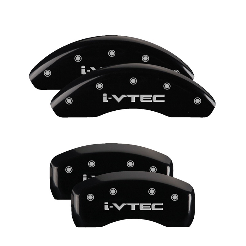 MGP 4 Caliper Covers Engraved Front & Rear I-Vtec Black Finish Silver Char 2018 Honda Accord thumbnail 2