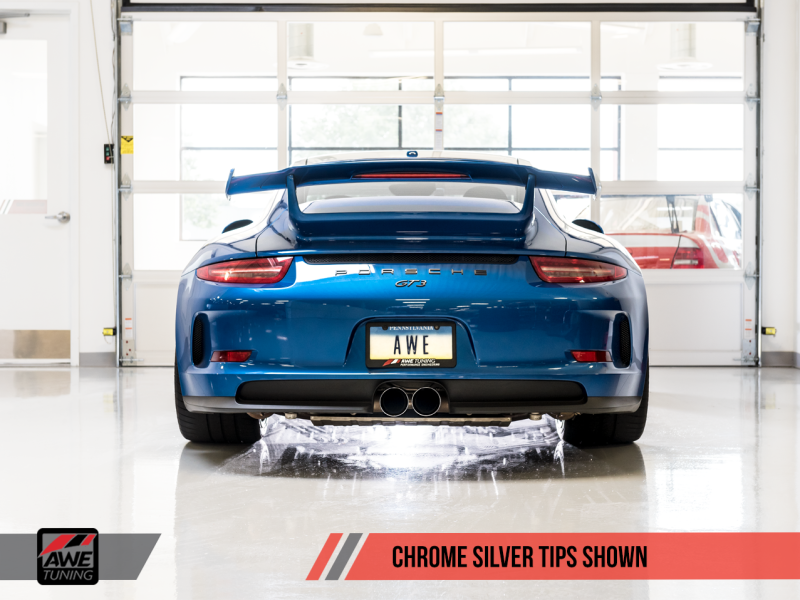 AWE Tuning Porsche 991 GT3 / RS SwitchPath Exhaust - Chrome Silver Tips thumbnail 6