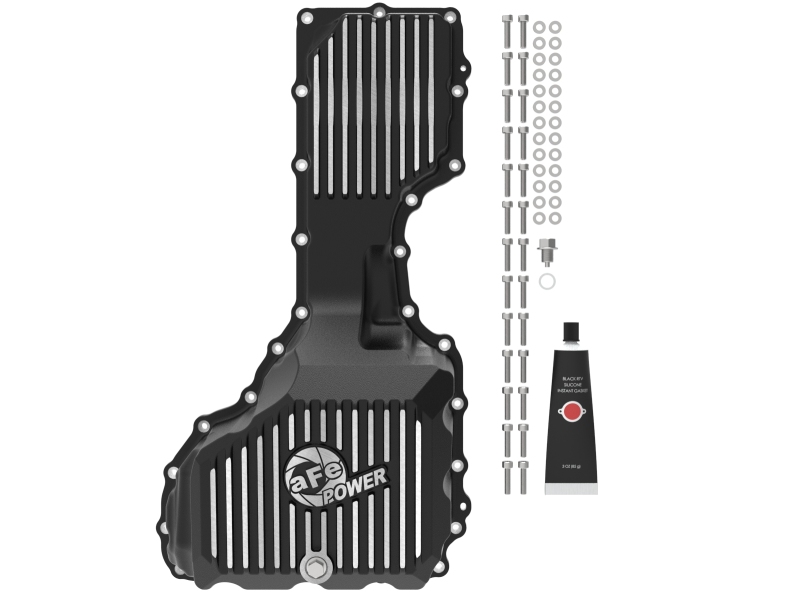 AFE Power Oil Pans 46-71360B aFe POWER Pro Series Engine Pan Black w/ Machined Fins GM Diesel Trucks 17-19 V8-6.6L (td) L5P thumbnail 2
