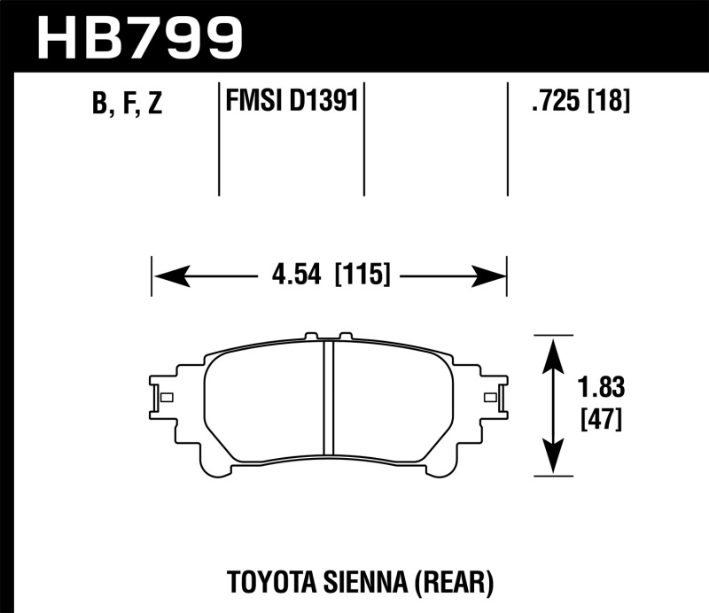 Hawk 14-16 Toyota Highlander Performance Ceramic Street Rear Brake Pads thumbnail 4