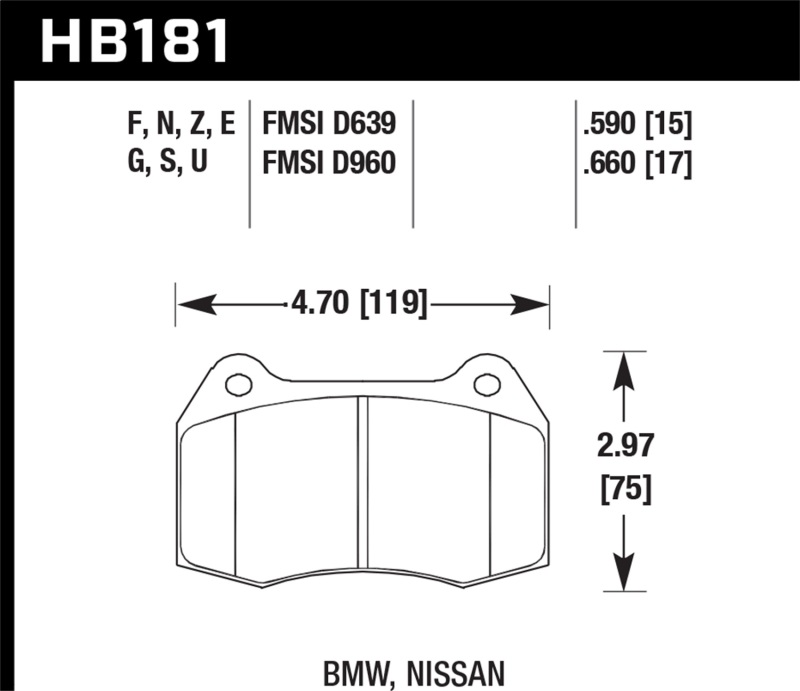 Hawk 94-97 BMW 840CI/850CI HPS Front Street Brake Pads thumbnail 5