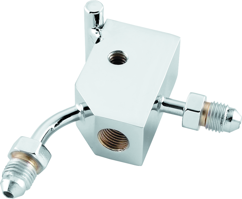 Twin Power Chrome Brake Tee 90 Degree Male AN3 W 1/8 NPT Port Custom thumbnail 2