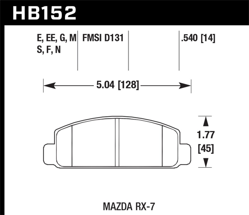 Hawk Mazda RX-7 HPS Street Front Brake Pads thumbnail 7