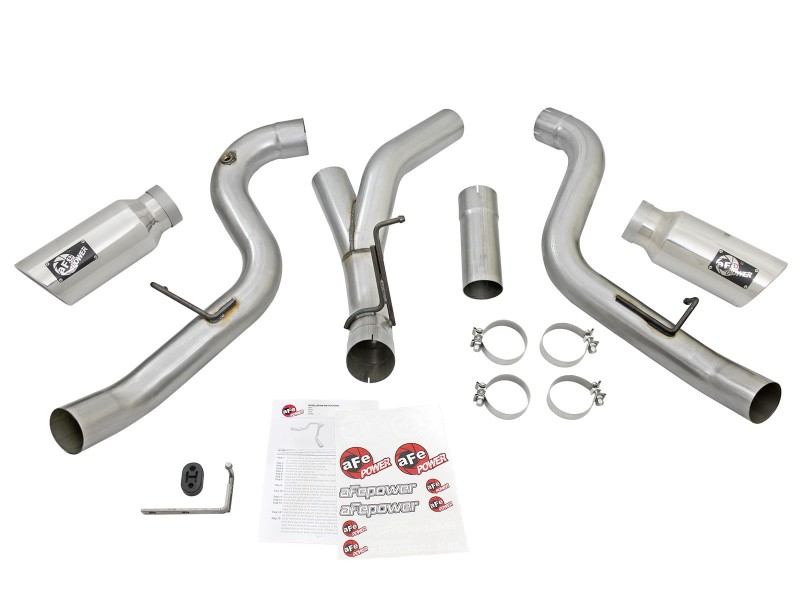 aFe Atlas Exhaust 4in Dual DPF-Back Al Steel w/ Pol Tips 16-17 GM Diesel Truck V8-6.6L (td) LML thumbnail 5