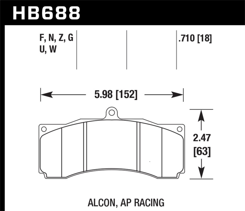 Hawk AP Racing / Stoptech / Alcon DTC-60 Race Brake Pads thumbnail 8