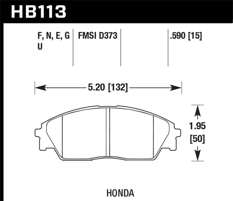 Hawk Honda/ Acura 88-91 Civic Wagon/90-91CRX Si/ 88-90 Prelude S HPS Street Front Brake Pads thumbnail 6