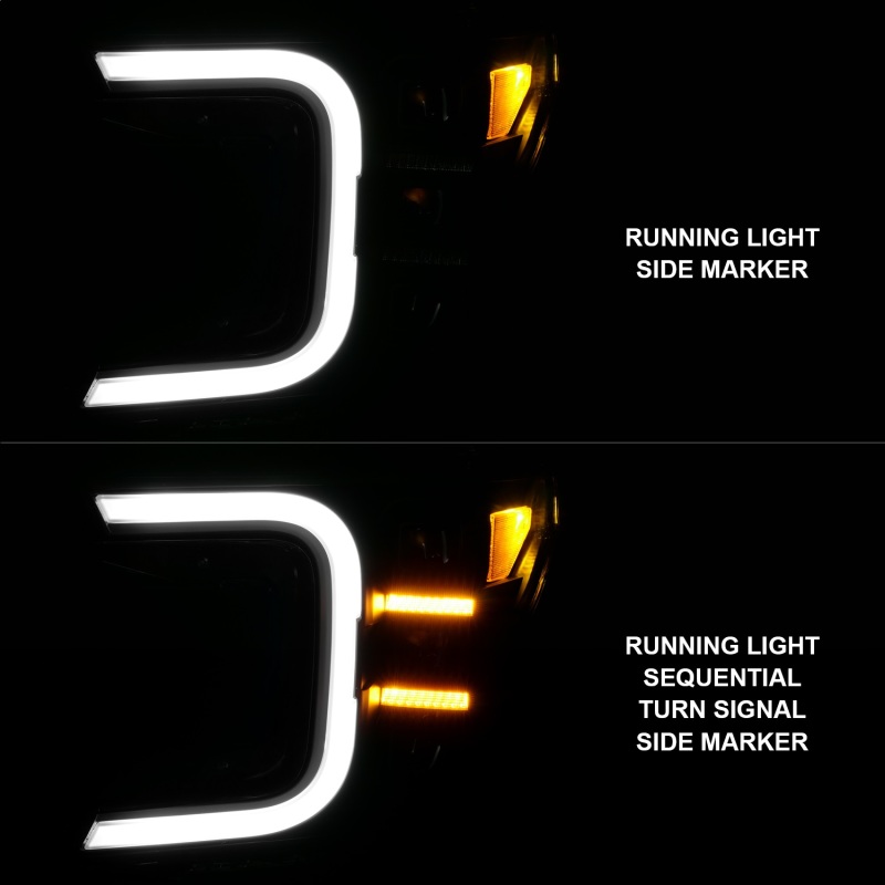 ANZO 18-20 Ford F-150 Full Led Projector Smoke Bar Style Headlights Black Amber thumbnail 7