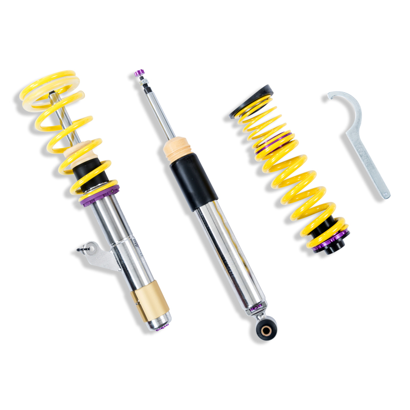 KW Variant 3 Coilover Kits 3522000J Kits, 3, 1.6 - 2.6 in. Lowered Front, 1.6 - 2.6 in. Lowered Rear, Shocks, Yellow Powdercoated Springs, BMW, Kit thumbnail 8