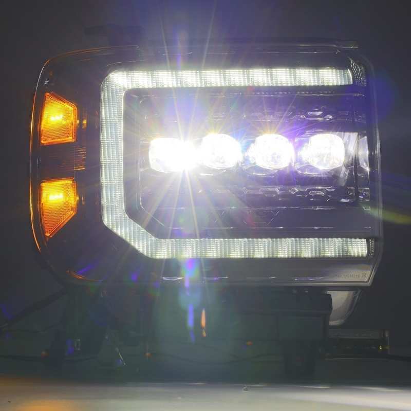 AlphaRex 14-18 GMC Sierra NOVA LED Proj Headlights Plnk Style Alpha Blk w/Activ Light/Seq Signal/DRL thumbnail 4