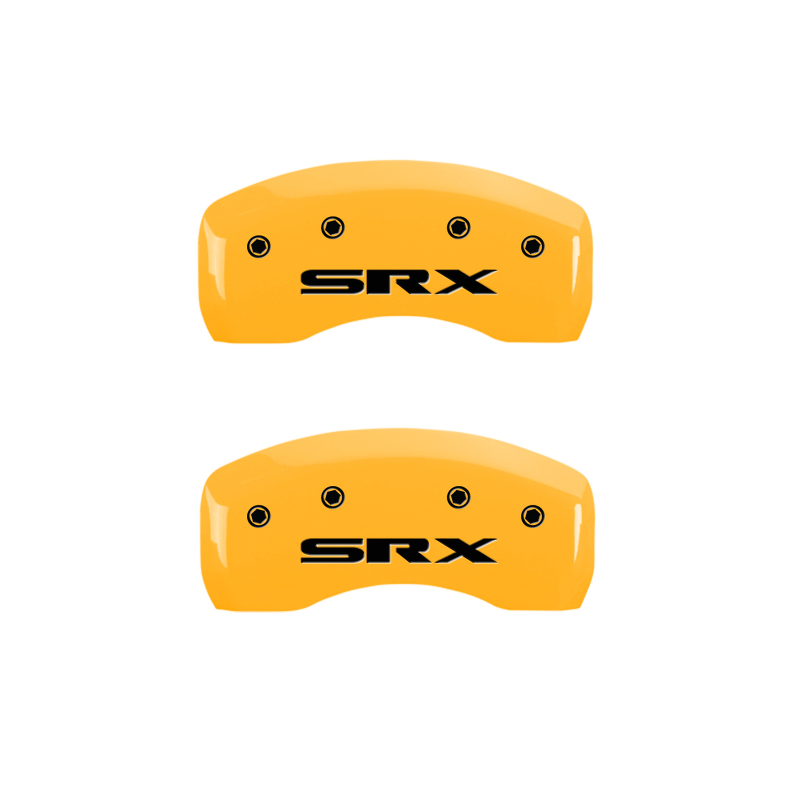 MGP 4 Caliper Covers Engraved Front Cadillac Rear SRX Yellow Finish Black Char 2006 Cadillac SRX thumbnail 6