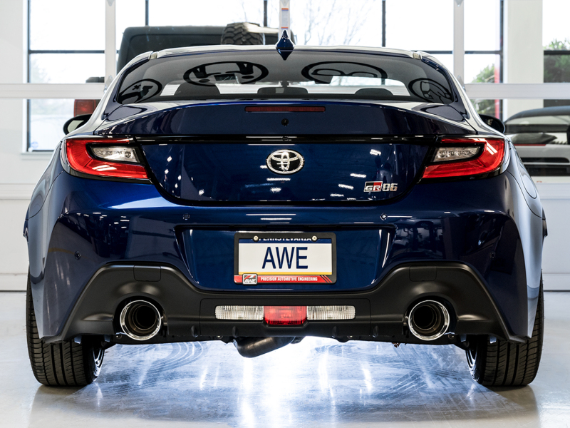 AWE Tuning Subaru BRZ/ Toyota GR86/ Toyota 86 Track Edition Cat-Back Exhaust- Chrome Silver Tips