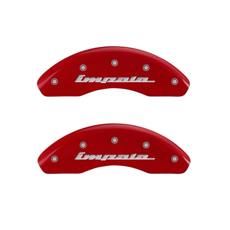 MGP 4 Caliper Covers Engraved Front & Rear Impala Red finish silver ch thumbnail 7