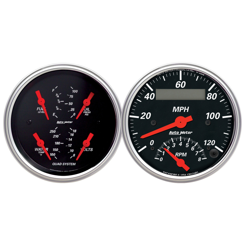 Autometer Designer 3-3/8in In-Dash Kit Box-Tach Speedo Combo & Elec Oil Press, H2O Temp, Volt, Fuel thumbnail 2